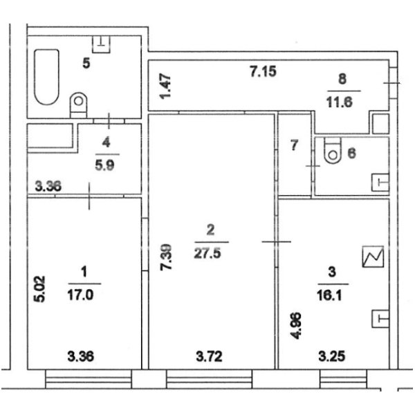 план 92,40 м² ЖК "Дом на Таганке"