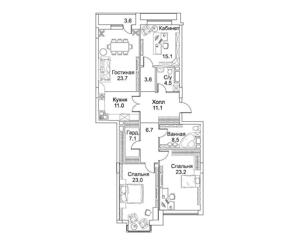 план Квартира 141,30 м² ЖК "Barrin House"