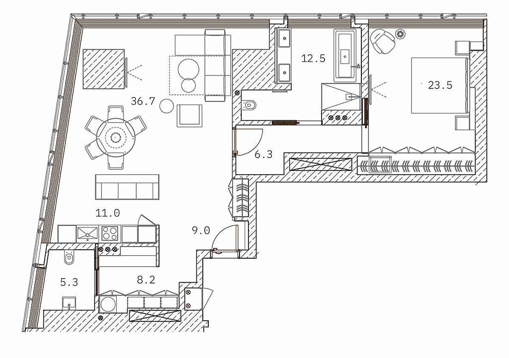 план Апартамент 112,50 м² МФК «Око»