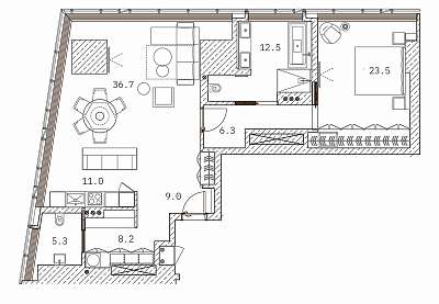 план Апартамент 112,50 м² МФК «Око»
