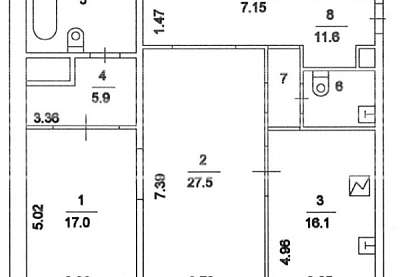 план 92,40 м² ЖК "Дом на Таганке"