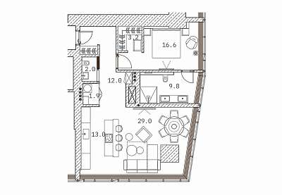 план Апартамент 87,50 м² МФК «Око»